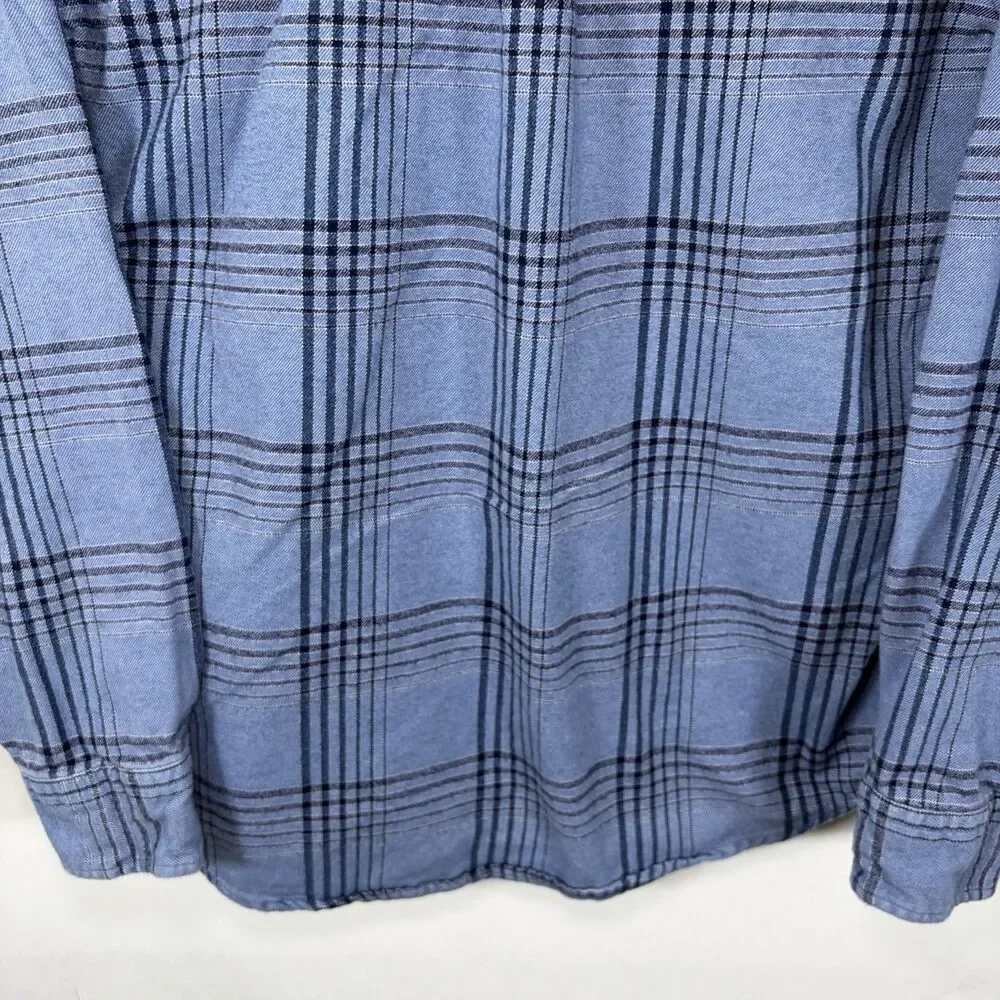 Blake Shelton X Lands End Button Down Flannel Shirt Mens Size Medium Blue Plaid